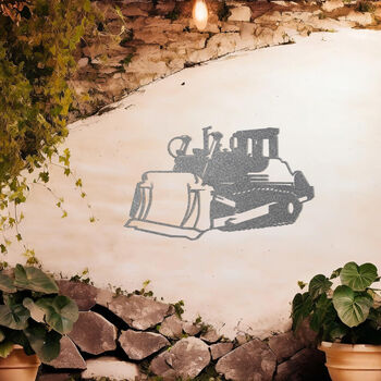 Bulldozer Metal Wall Art Gift For Construction Garden Decor, 10 of 10