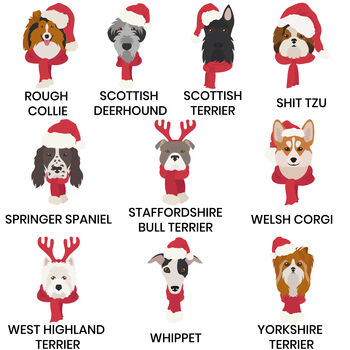 Personalised Dog Breed Christmas Stocking In Red, 9 of 11