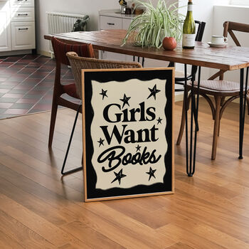 Girls Want Books Reading Book Wall Art Print, 6 of 9