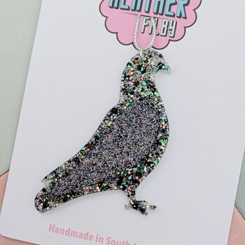 Pigeon Glitter Resin Christmas Tree Decoration, 3 of 4
