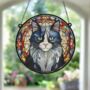 Cat Black And White Stained Glass Effect Suncatcher, thumbnail 4 of 6