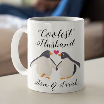 Husband Penguin Personalised Mug, 2 of 3