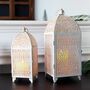 Two Vintage Decorative Candle Lantern Hollow Patterned, thumbnail 4 of 6