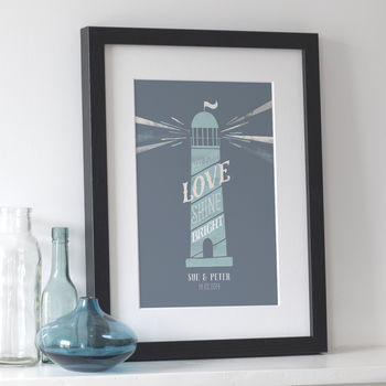 'Love Shine Bright' Personalised Lighthouse Print, 3 of 5