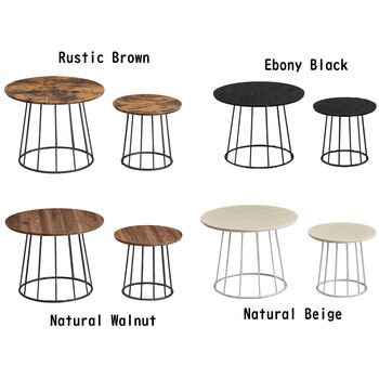 Set Of Two Modern Round Coffee Tables Steel Frame, 8 of 8