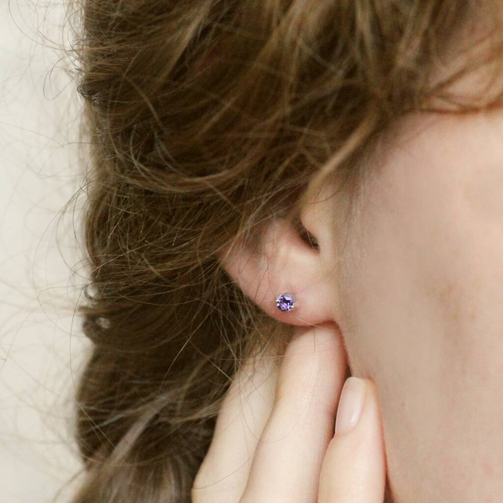 Amethyst Stud Earrings With Screw Backs By AMULETTE