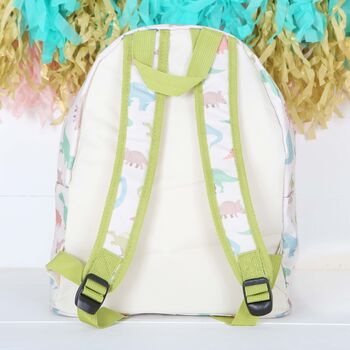 Dinosaur Print Backpack With Personalised Bag Tag, 3 of 5