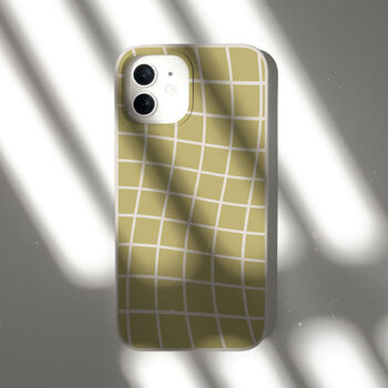 Yellow Wavy Check Biodegradable Phone Case, 5 of 7