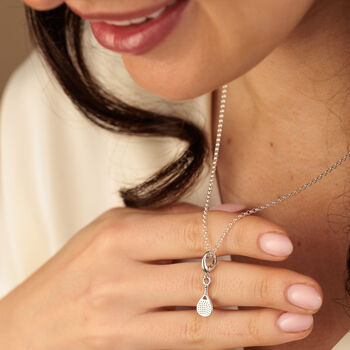 Sterling Silver Padel Racket Charm Necklace, 2 of 6