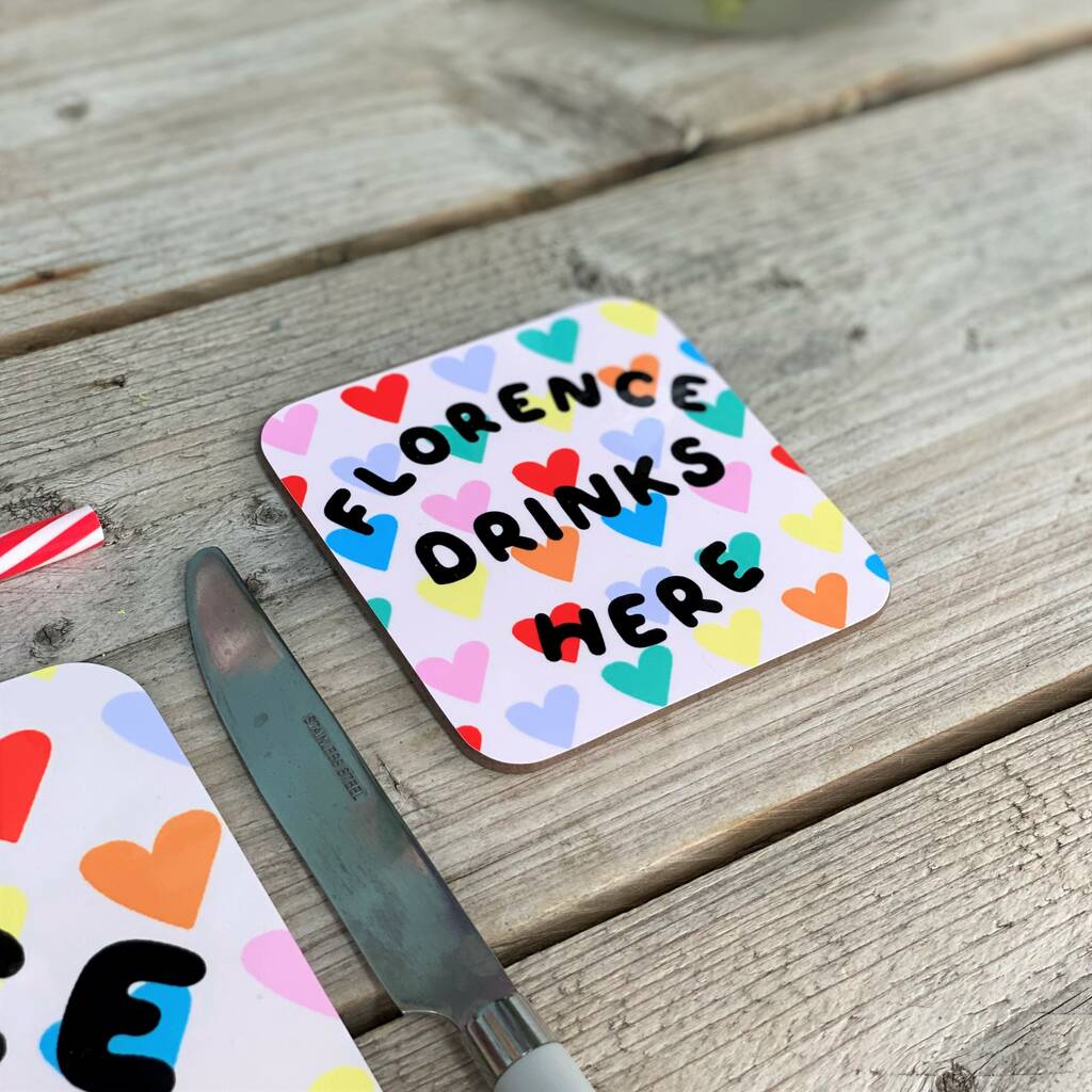 Bright Hearts Personalised Coaster, 1 of 5