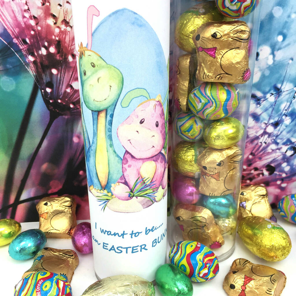 Personalised Dinosaur Bunny Easter Chocolate Gift By Cocoapod