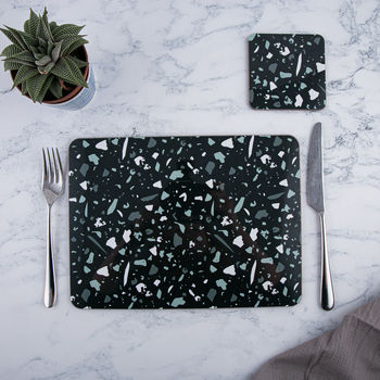 Black Terrazzo Rectangle Placemat Set, 3 of 4