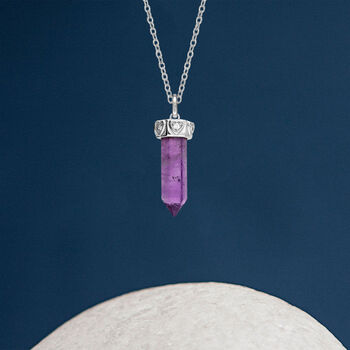 Genuine Amethyst Point Necklace In Sterling Silver, 2 of 11