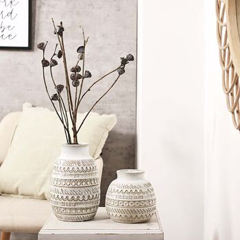 Set Of Two Cream White Ceramic Vases, 7 of 7