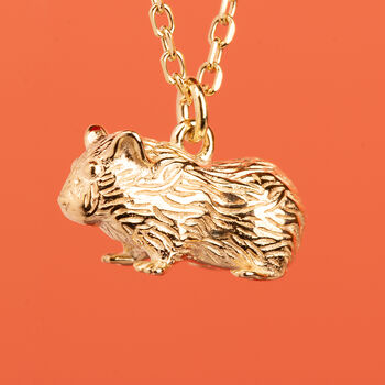 Guinea Pig Sterling Silver Gold Plated Necklace, 2 of 11
