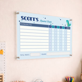 Personalised Acrylic Dinosaur Themed Kids Responsibility Chart, 2 of 7