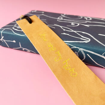 Personalised Children's Handwriting Leather Bookmark, 3 of 3