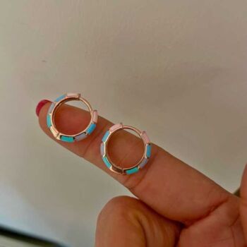 Enamel Rainbow Sterling Silver Hoop Earring, 4 of 4