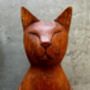 32cm Handcarved Lotus Yoga Cat Wooden Ornament Decor, thumbnail 3 of 12