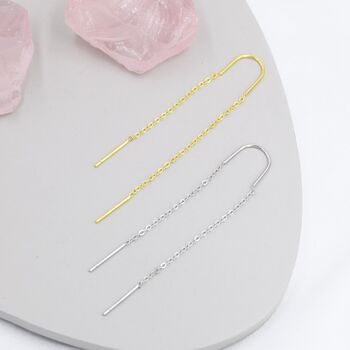 Sterling Silver U Shape Threader Earrings, 2 of 12
