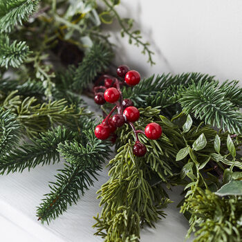 Pine And Red Berry Christmas Garland, 3 of 4