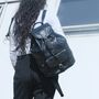 Drawstring Leather Backpack Black Sac A Do, thumbnail 3 of 4