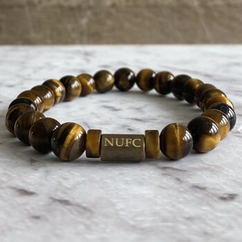 Men's Newcastle United Football Fan Tiger's Eye Bracelet, 2 of 6