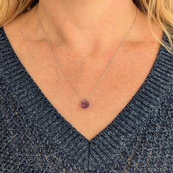 Amethyst Teardrop February Birthstone Necklace, Silver, 2 of 5