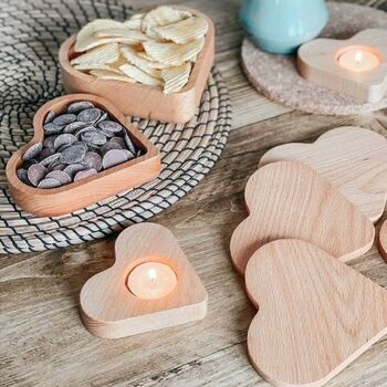 Set Of Four Wooden Love Heart Coasters, 4 of 7
