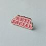 Antisocial Pink Enamel Pin Badge, thumbnail 2 of 4