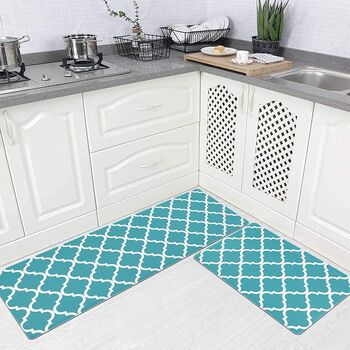 Two Pieces Blue Kitchen Floor Mat, 4 of 8