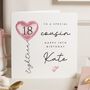 Personalised Cousin 18th Birthday Card Heart Balloon, thumbnail 1 of 6