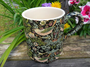 Jumbo Mug In Vintage William Morris Black Strawberry Thief Design, 4 of 6