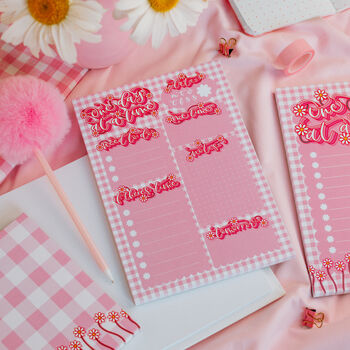 Pink Gingham Self Care Notepad Gift Set, 2 of 10