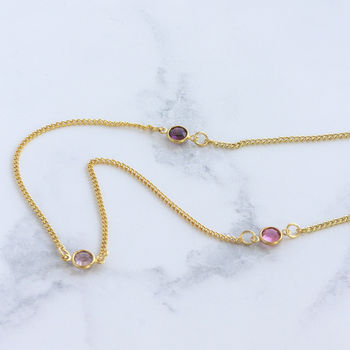 Gold Plated Long Family Birthstone Necklace, 5 of 10