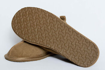 Sheepskin Slippers Camel 100% Hand Crafted Hard Sole, 3 of 4