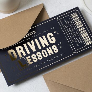Personalised Gold Foil Driving Lessons Birthday Voucher, 3 of 9