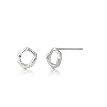 Twig Circle Stud Earrings In Sterling Silver Small, 2 of 4