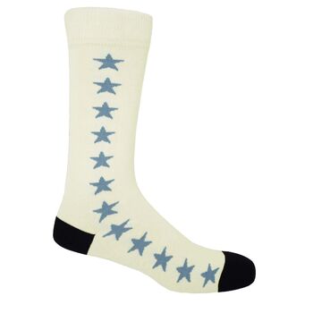 Recycled Ribbed Light Blue And Starfall White Men's Socks, 5 of 5