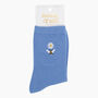 Embroidered Bee Daisy Floral Ankle Socks Women's Blue, thumbnail 3 of 4