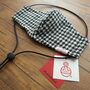 Black And White Houndstooth Harris Tweed® Face Mask, thumbnail 3 of 6