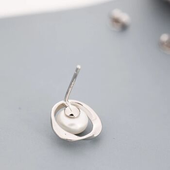 Genuine Pearl And Mobius Circle Stud Earrings, 5 of 12