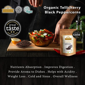 Ausha Organic Tellicherry Black Peppercorns 100g Whole, 11 of 12