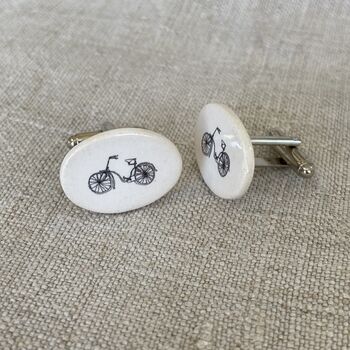 Bicycle Cufflinks ~ Ceramic, 4 of 5