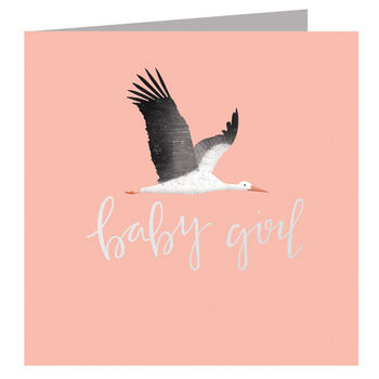 Pink Stork Baby Girl Greetings Card, 2 of 5