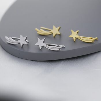 Shooting Star Crawler Earrings In Sterling Silver, 4 of 11