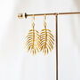 Gold Plated Palm Leaf Earrings, thumbnail 1 of 9