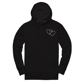 Personalised Initial Double Heart Unisex Hoodie With Initial On Sleeve, 3 of 11