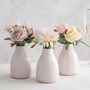 Set Of Three Glazed White Ceramic Flower Vase, thumbnail 2 of 4