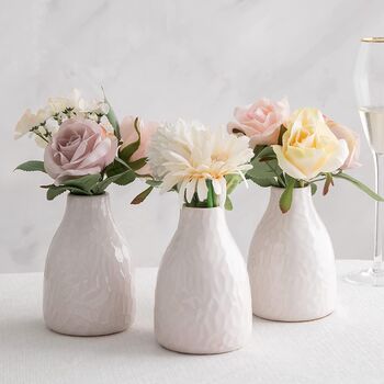 Set Of Three Glazed White Ceramic Flower Vase, 2 of 4